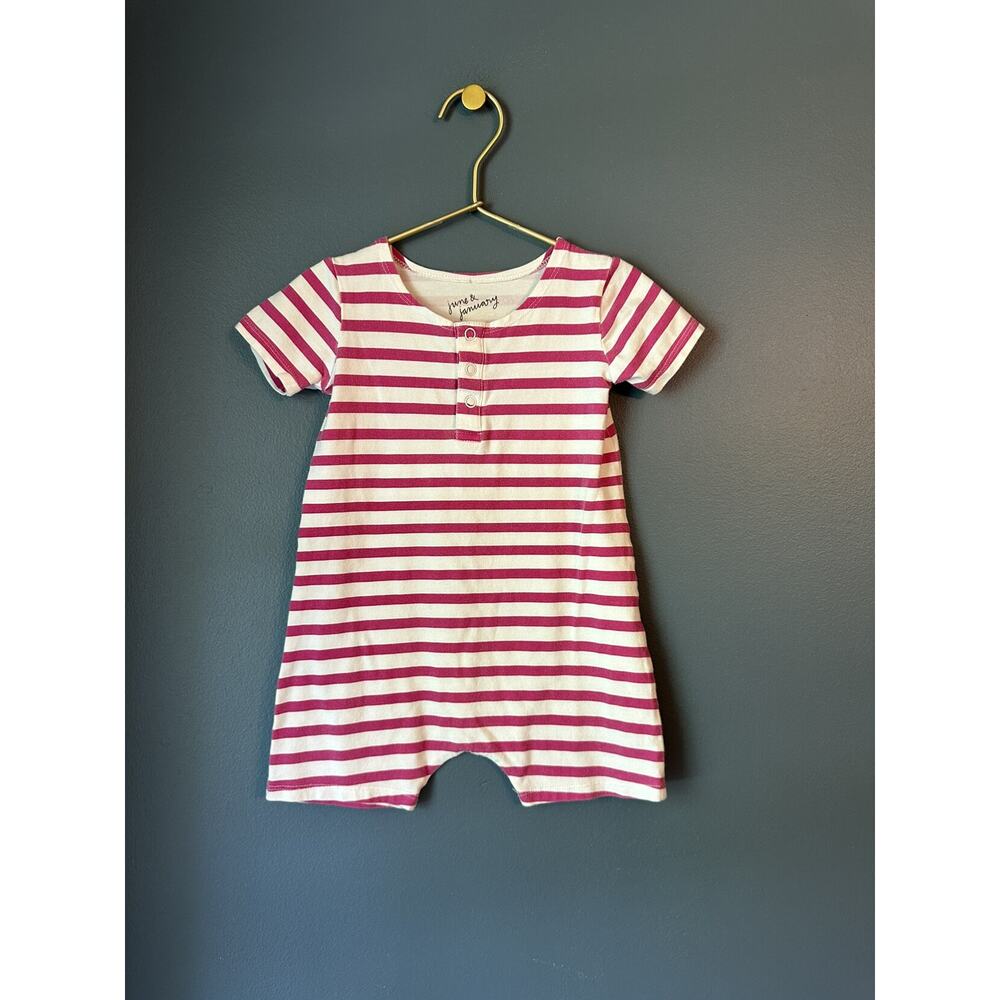 June And January Striped Shorty Romper